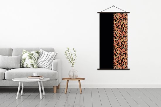 Porte-affiche avec affiche - Affiche scolaire - Imprimé panthère - Or - Zwart - 90x180 cm - Lattes noires