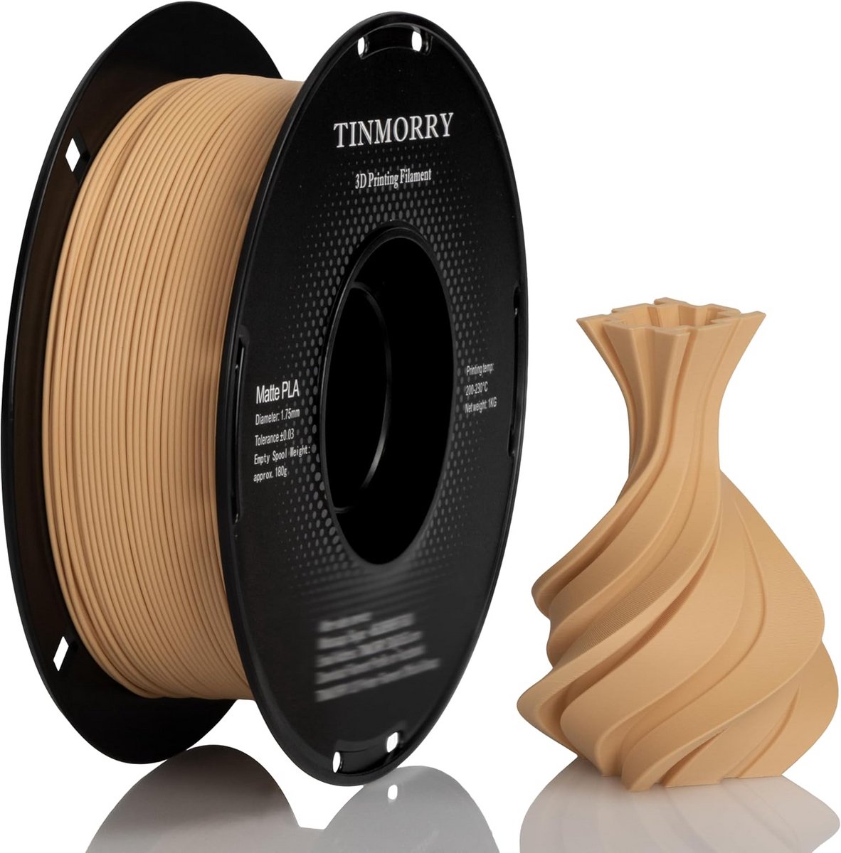 Mat PLA Filament 1.75 mm Lichtbruin - 1 kg Spoel voor 3D Printer (Bambu Lab Compatibel)