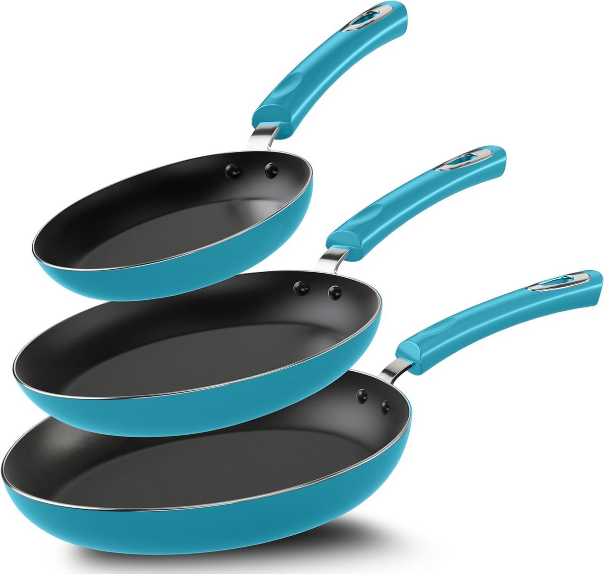 Set van 3 Koekenpannen met Antiaanbaklaag - Inclusief 20cm, 24cm en 28cm