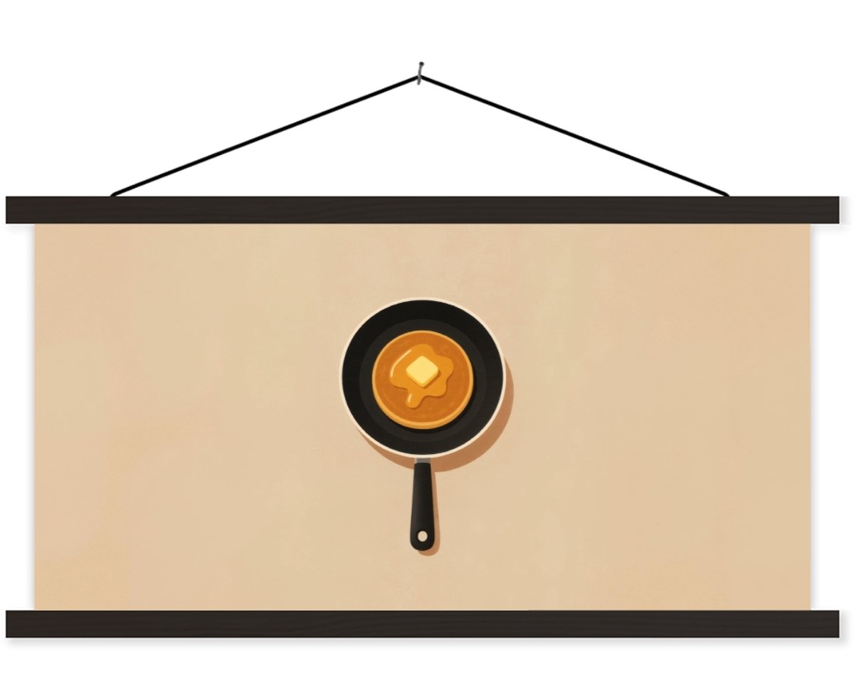 Posterhanger incl. Poster 90x45 cm - Schoolplaat - Pannenkoek - Koekenpan - Boter - Minima