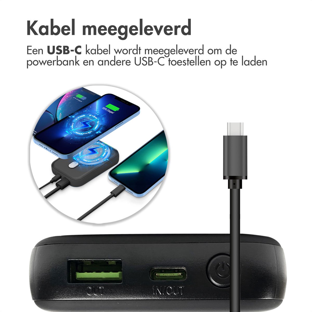 Yiisonger Magnetische Powerbank 10000 MAh Met Draadloze Oplader & LED-Display - Voor IPhone 15/14/13/12