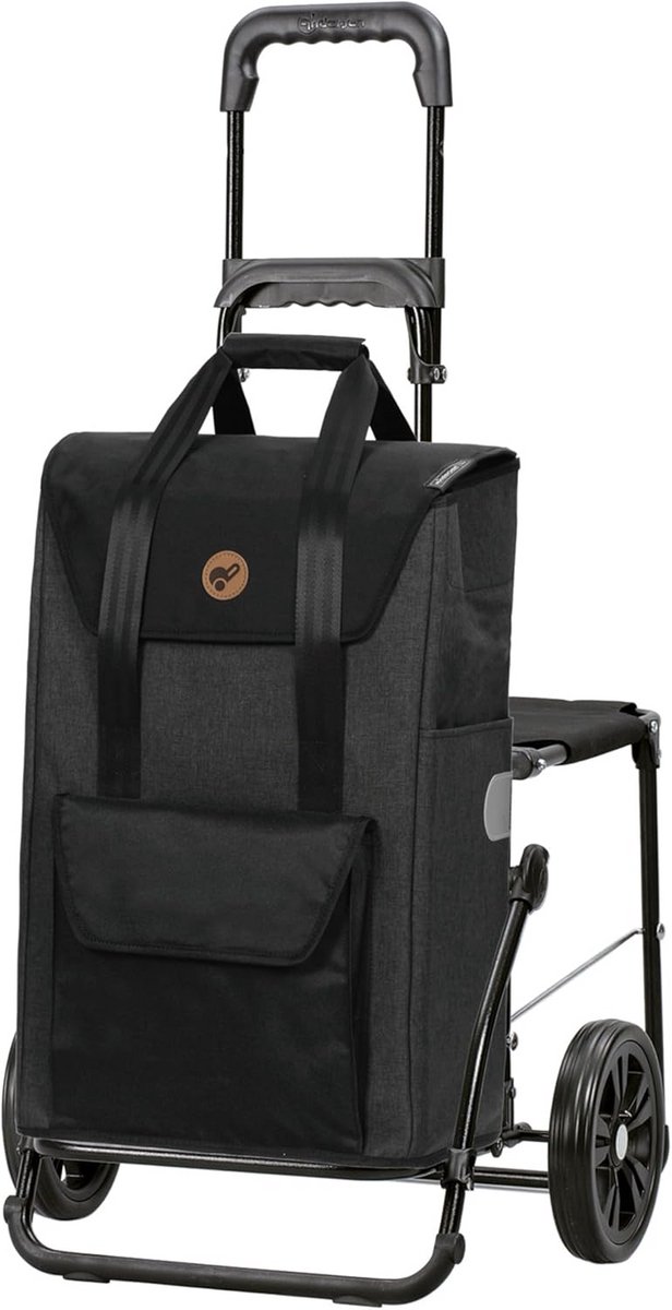 Comfort Winkelwagen Zwart Inklapbaar met Zitje 49 Liter