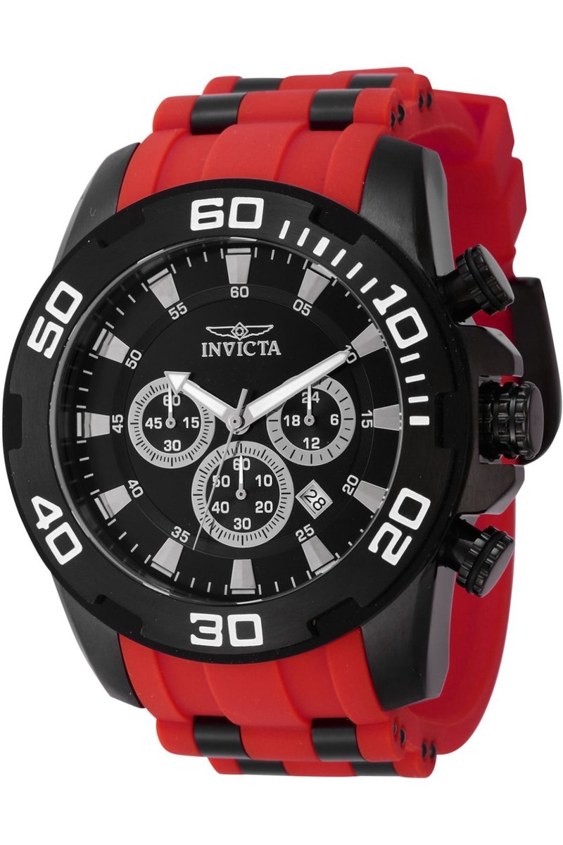 Invicta Pro Diver - SCUBA 44546 Heren Horloge - Waterdicht - Analoog - Quartz Uurwerk - Roestvrij Staal met zwarte Wijzerplaat - 50mm