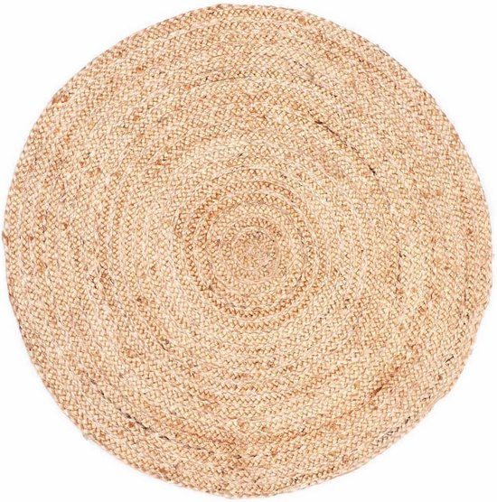 Tapis rond en jute tressé, bicolore naturel et kaki, 120 cm - atout ciel 69014