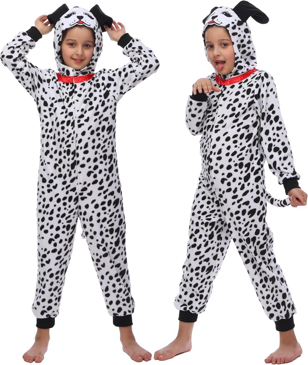 Dieren Onesie Kostuum voor Kinderen 4-14 Jaar - Tijger, Aap, Kat, Leeuw en Dalmatische