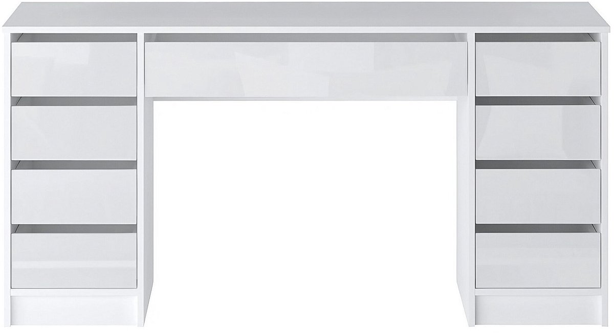 Vente-unique Bureau met 9 lades – Hoogglans Wit - JENEMI