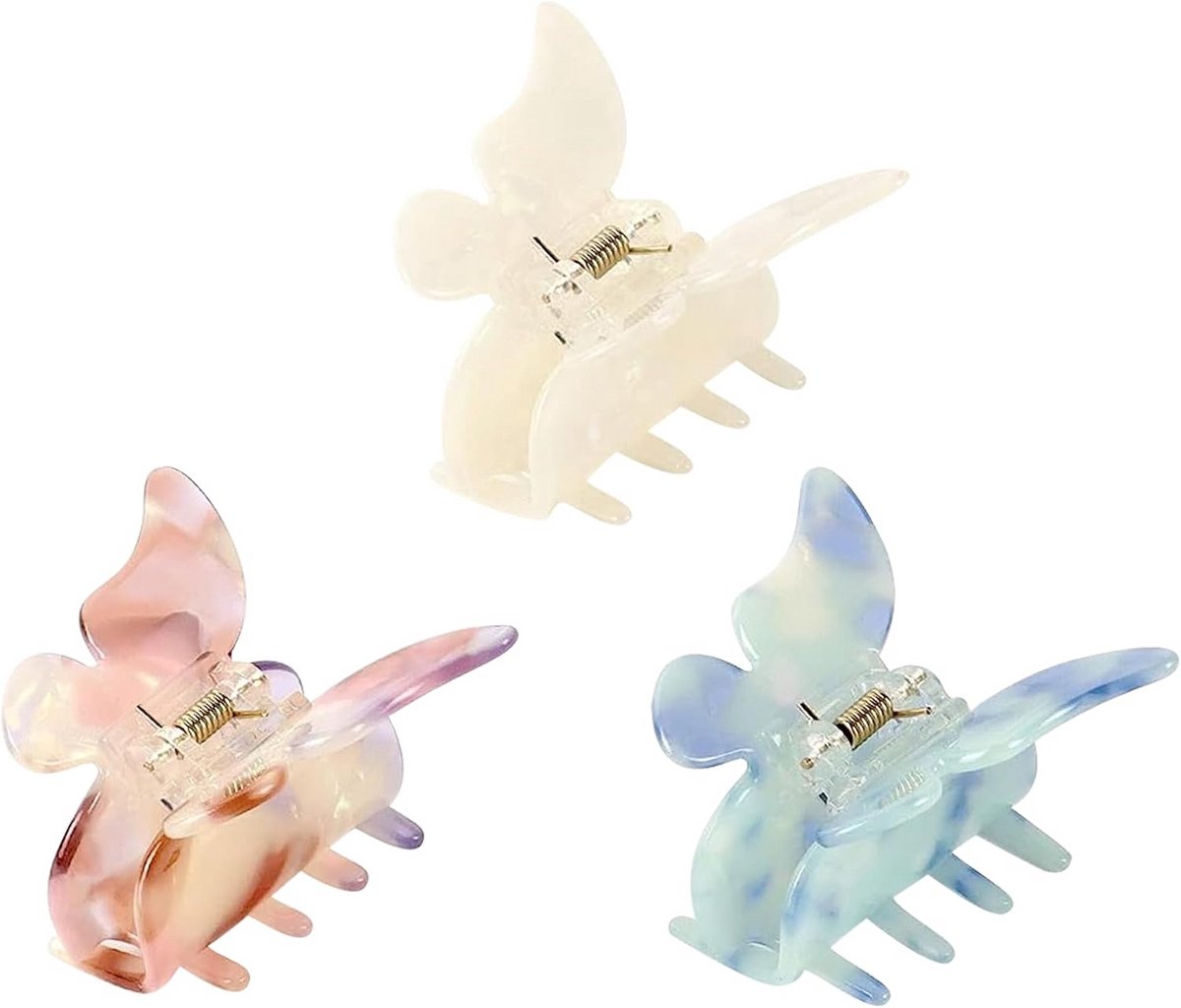 Set van 3 Vlinder Haarspelden - Stevige Acryl Haarklemmen voor Dames en Meisjes