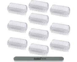 10x Dubbelzijdige Nagelborstel met Harde Borstels en 5 Nagelvijlen voor Grondige Handhygiëne