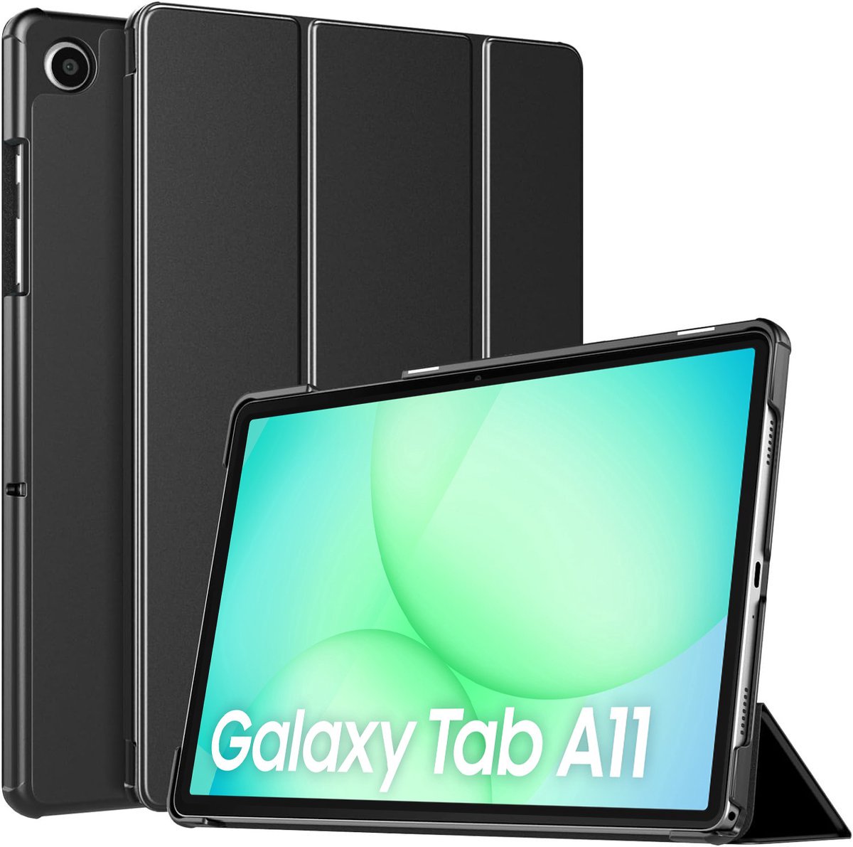 Hoes geschikt voor Samsung Galaxy Tab A11 - Arara Trifold Bookcase TabletHoes - Zwart