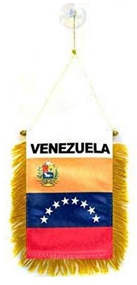 Venezolaanse Mini Banner 15 x 10 cm - Mini Vlag met Zuignap - Luxe Ontwerp
