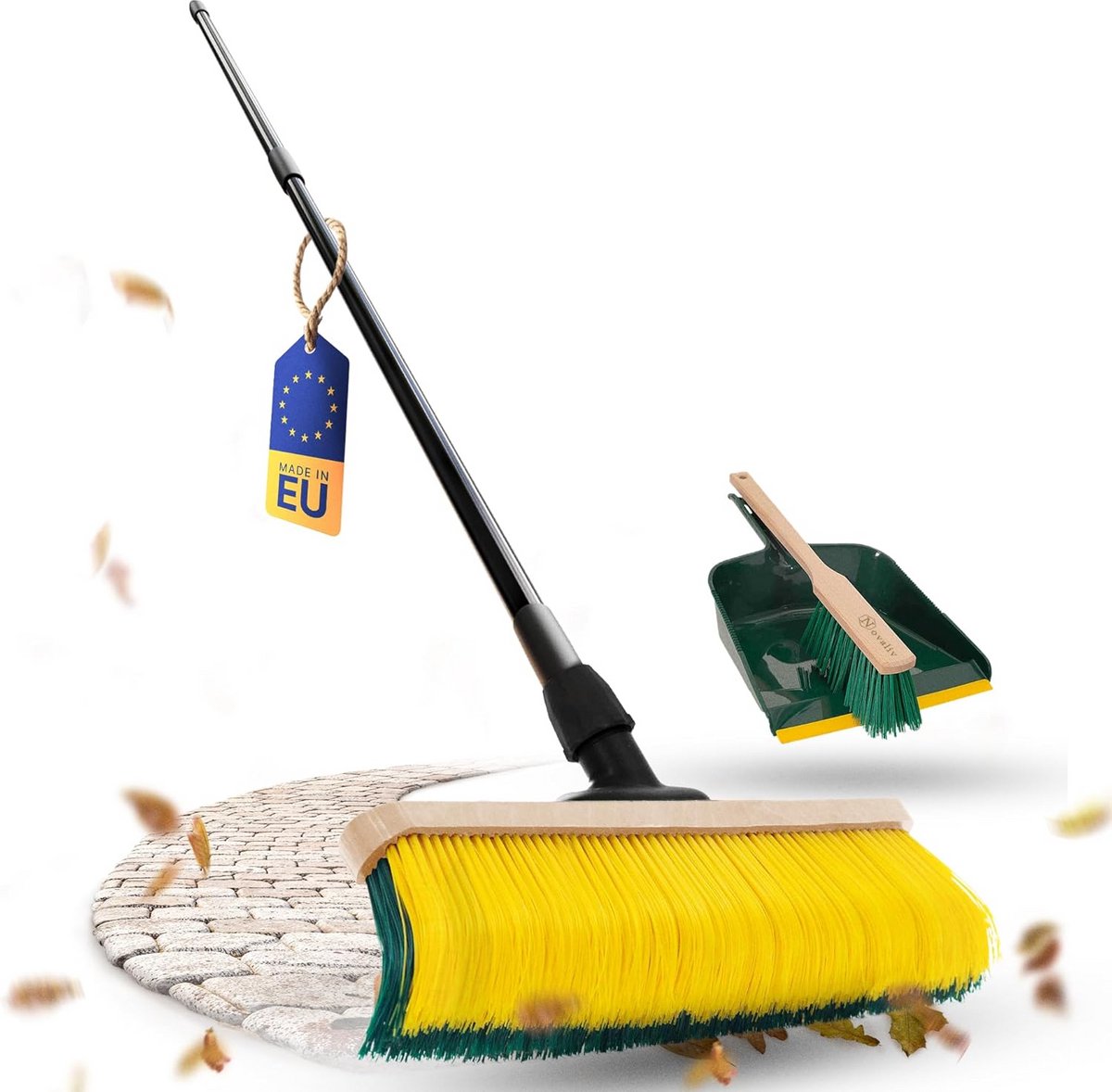 Sterke Buitenbezem met Staal - Vuilveger voor Tuin, Kunstgras en Camping (60 cm)