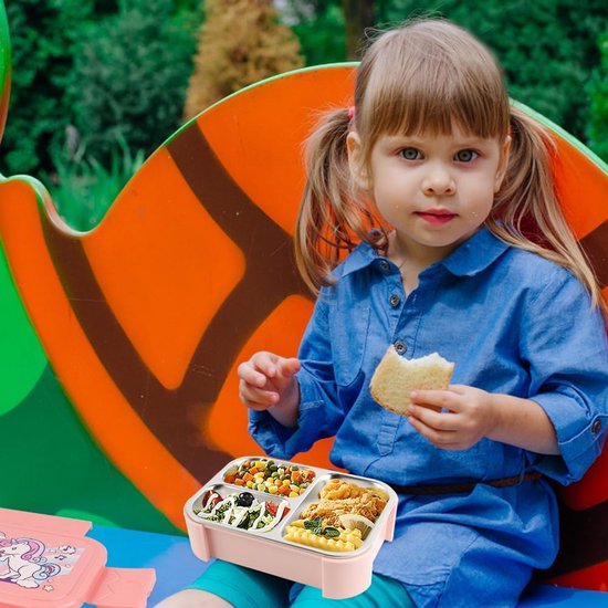 Rvs Broodtrommel met Vakjes voor Kinderen - Lekvrij en Magnetronbestendig van rvs — afbeelding 3