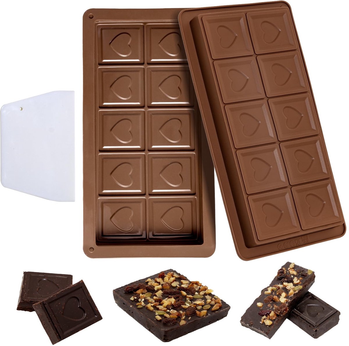 Unyqoos® Set van Twee Hartvormige Siliconen Bakvormen voor Chocolade en Snoep