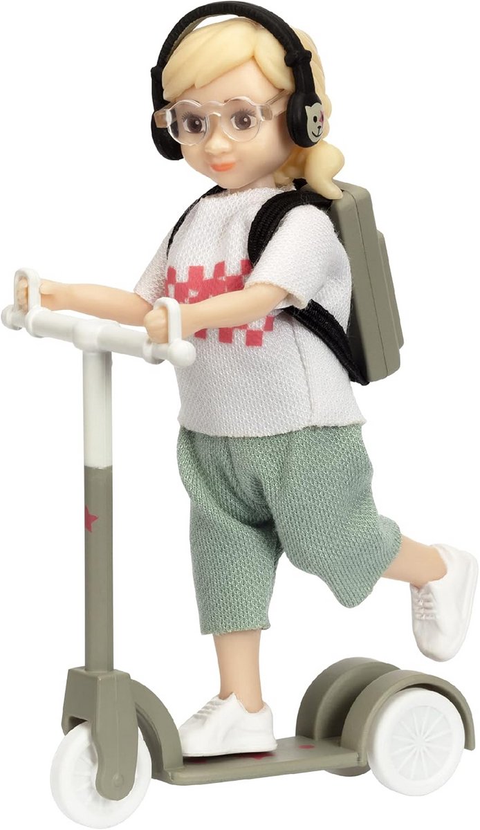 Poppen Set met Scooter, Rugzak en Accessoires - Geschikt voor Poppenhuizen (Schaal 1:18)