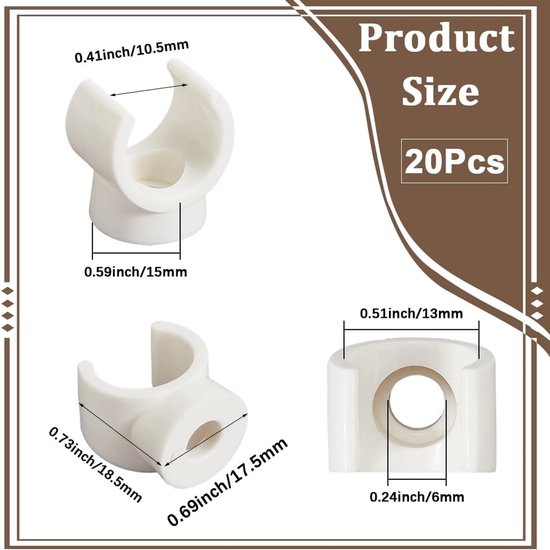 20pcs 10mm PEX Clips - Pipes Clamps Hangers - PVC Pipe Holder - White Plastic U-shaped Hook Water Pipes Support Fixing Tubing Clip Socket Clamps Voor Bevestiging van Pijpen van Merkloos — afbeelding 5