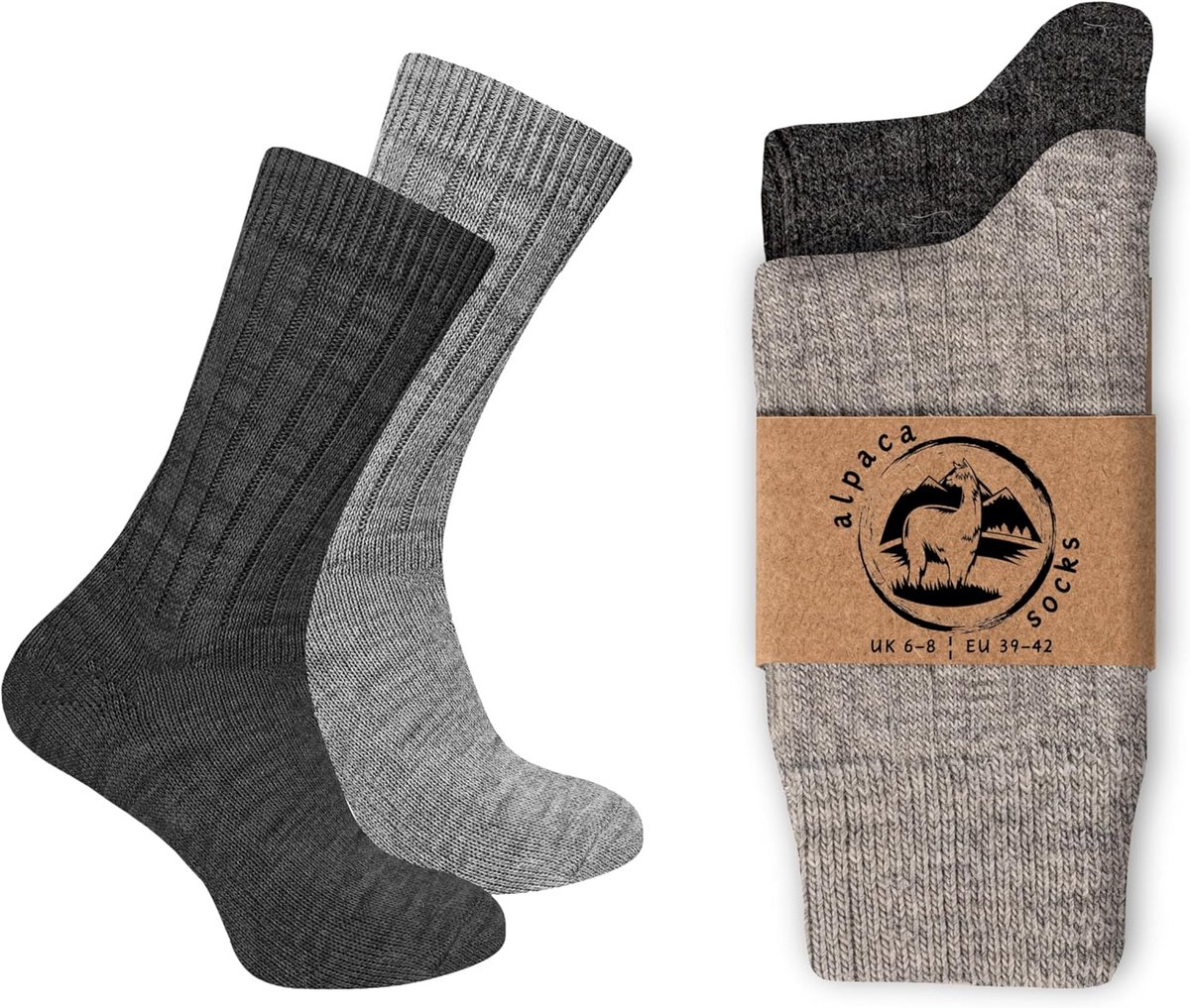 Warme Sokken van Alpacawol voor Heren en Dames, 2 Paar, Thermisch