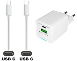 OneOne 35W super snellader met 2 poorten. Oplader met sterke 1,5m USB C naar C kabel. PD lader adapter past op Redmi Note 14 Pro, Note 14 Pro +, Turbo 4, Pad 6S Pro, Pad Pro 5G, Pad Pro, K70 Ultra, K80, K80 Pro, Xiaomi