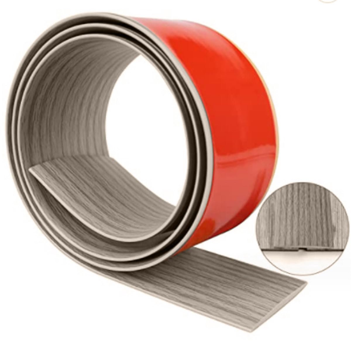 PVC Overgangsprofiel Zelfklevend Houtnerf Grijs Eiken - Universele Platte Afwerkstrip voor Deurkozijn en Vloer 1 Meter