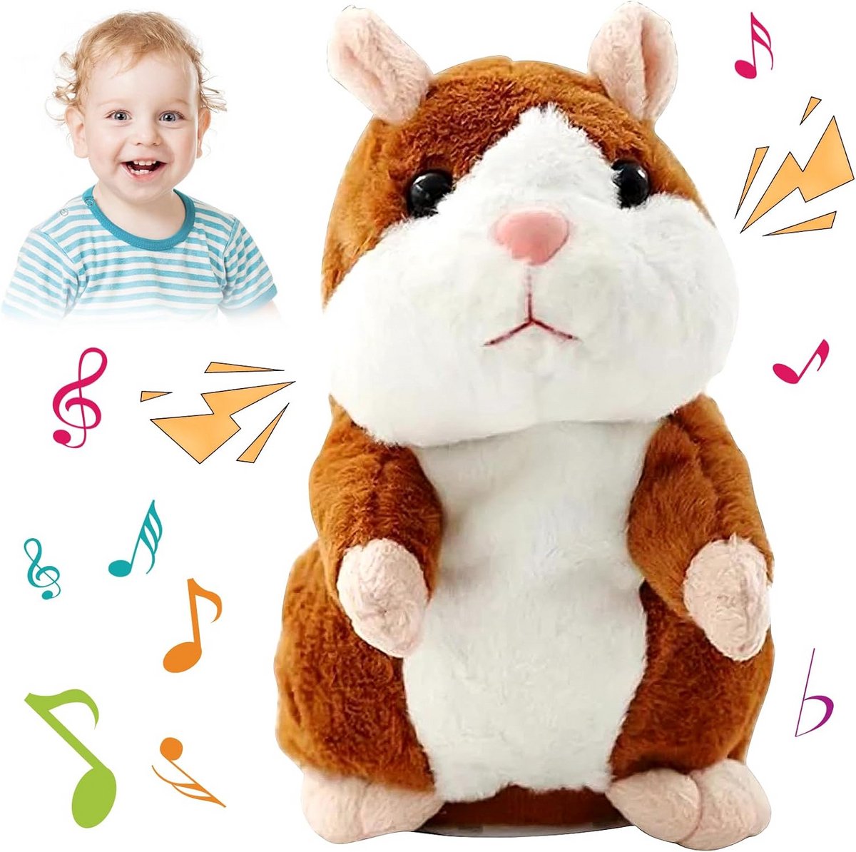 Interactief Pratend Hamsterspeelgoed - Herhaalt Stem Geluid - Pluche Knuffeldier voor Kinderen