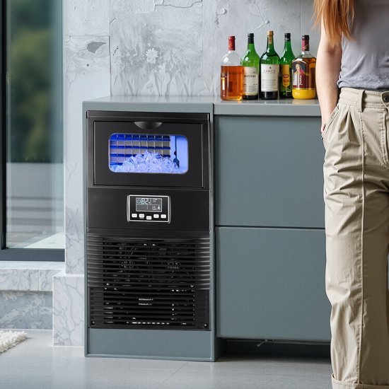 IJsblokjesmachine - Commerciële ijsmachine - Capaciteit 36 kg per dag - Opslag 5 kg - RVS-behuizing - LED-display - Zelfreinigend - Vrijstaand of tafelmodel — afbeelding 3