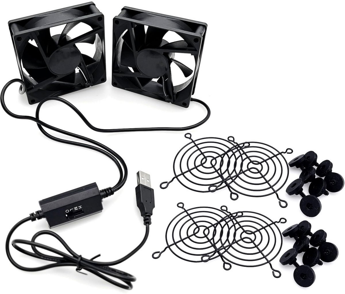 Dubbele 80mm USB Ventilator met 3 Snelheden - Stille Koeling voor PC, Router en TV Box