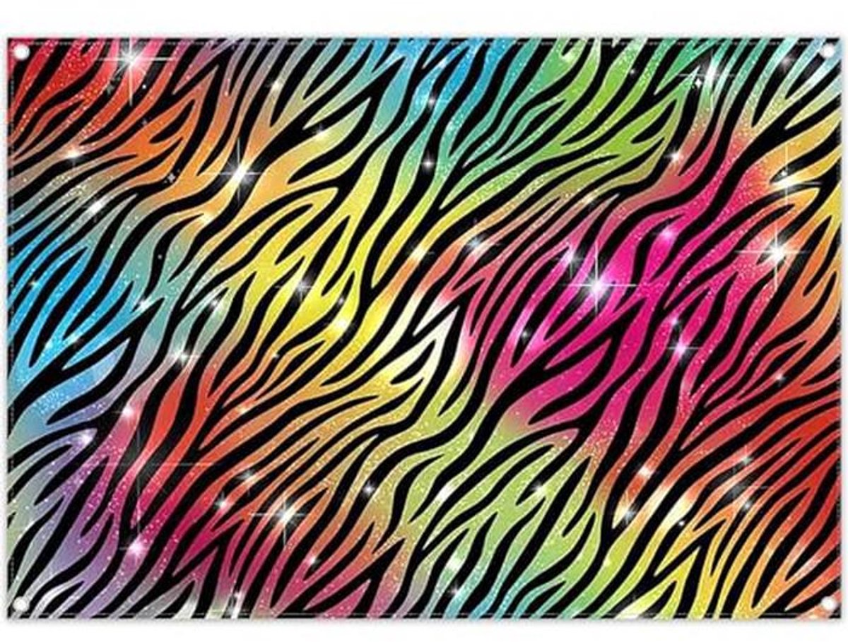 Kleurige Zebra Strepen Achtergrond 2.1x1.5m – Neon Gradient Patroon voor Feestdecoraties