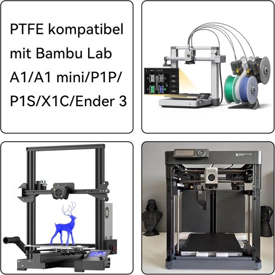 Produktbild von 4m PTFE-Schlauch 4x2,5mm + Cutter – Für Bambu Lab, Creality K1/Ender 3 V3 & Mehr (translucent Grey)