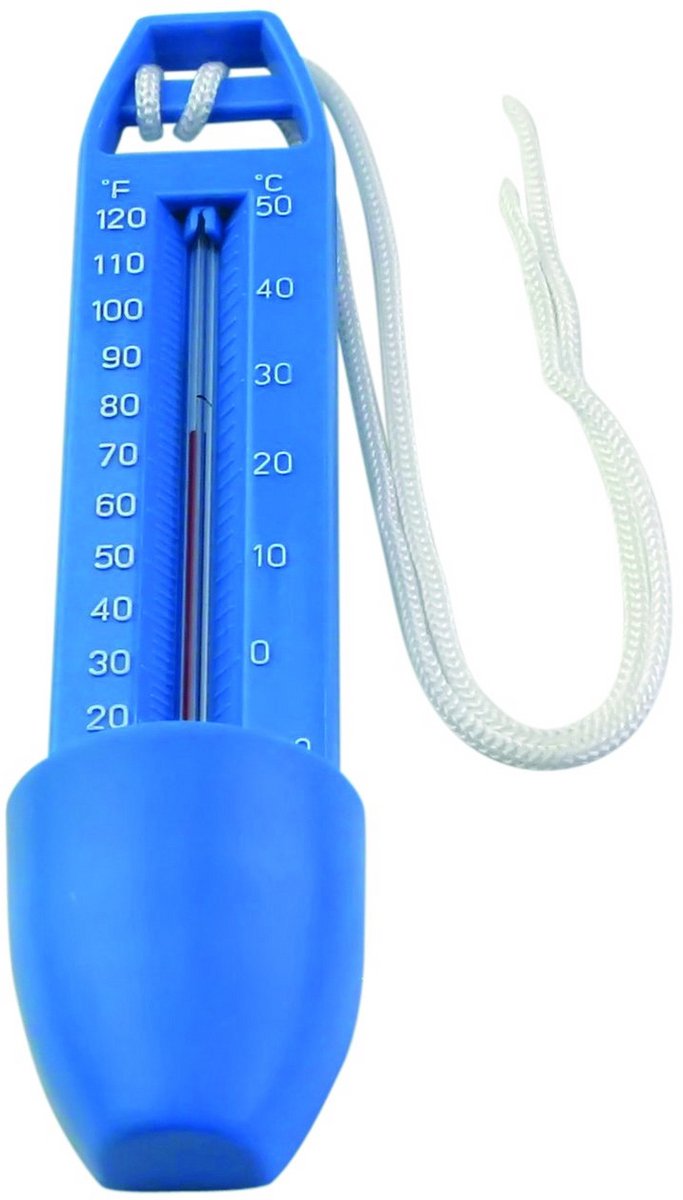 Zwembad & Buitenbad Thermometer met Meetbeker en Meetkoord - Blauw