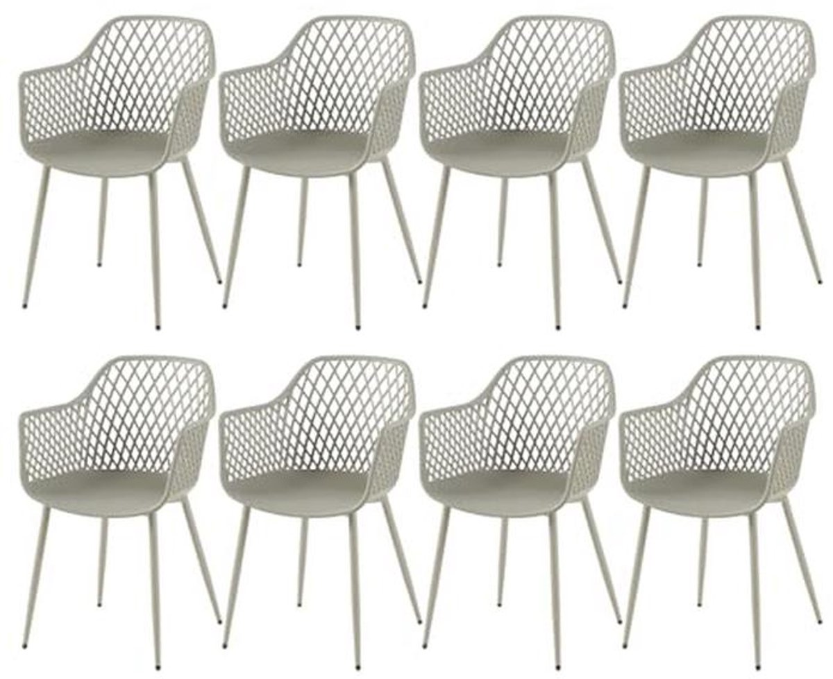 Eetkamerstoel set van 8 - moderne kunststof stoelen met armleuning