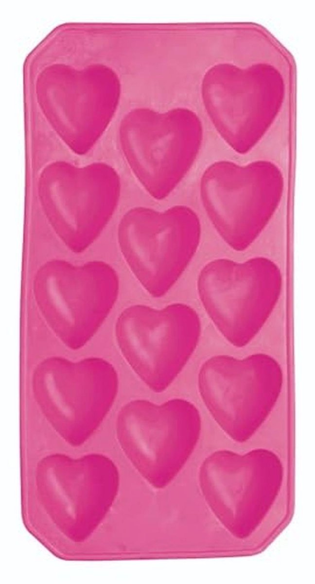 Siliconen IJsblokjesschaal met Hartvormen - Roze, 26 x 12 cm