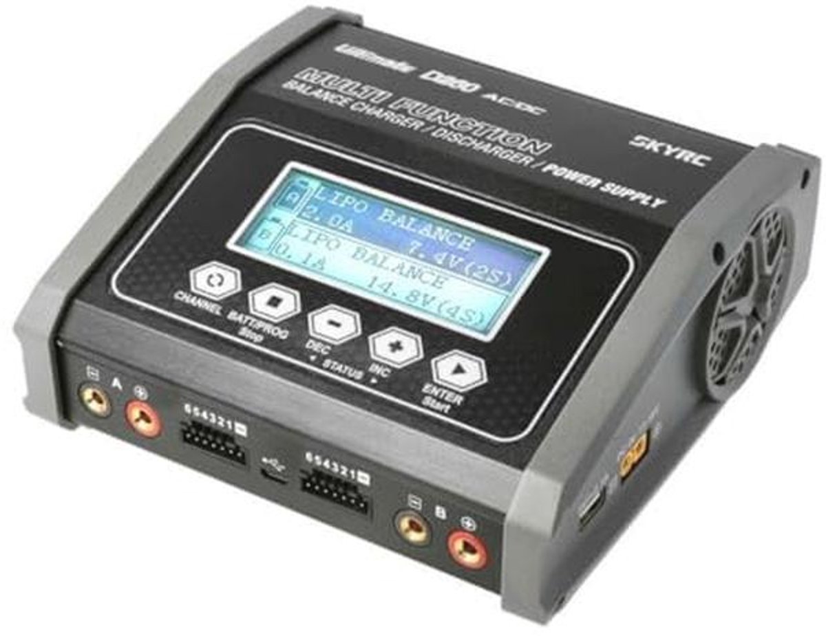 Modelbouwlader 14A voor Lood, LiFePO, LiHV, LiIon, LiPo, NiCd, NiMH met Grafisch Display