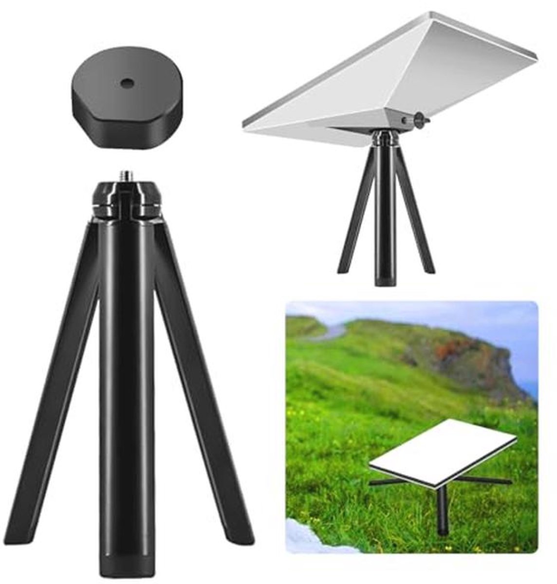 Aluminium Legering Driepoot Statief met Mini Adapter voor Antenne