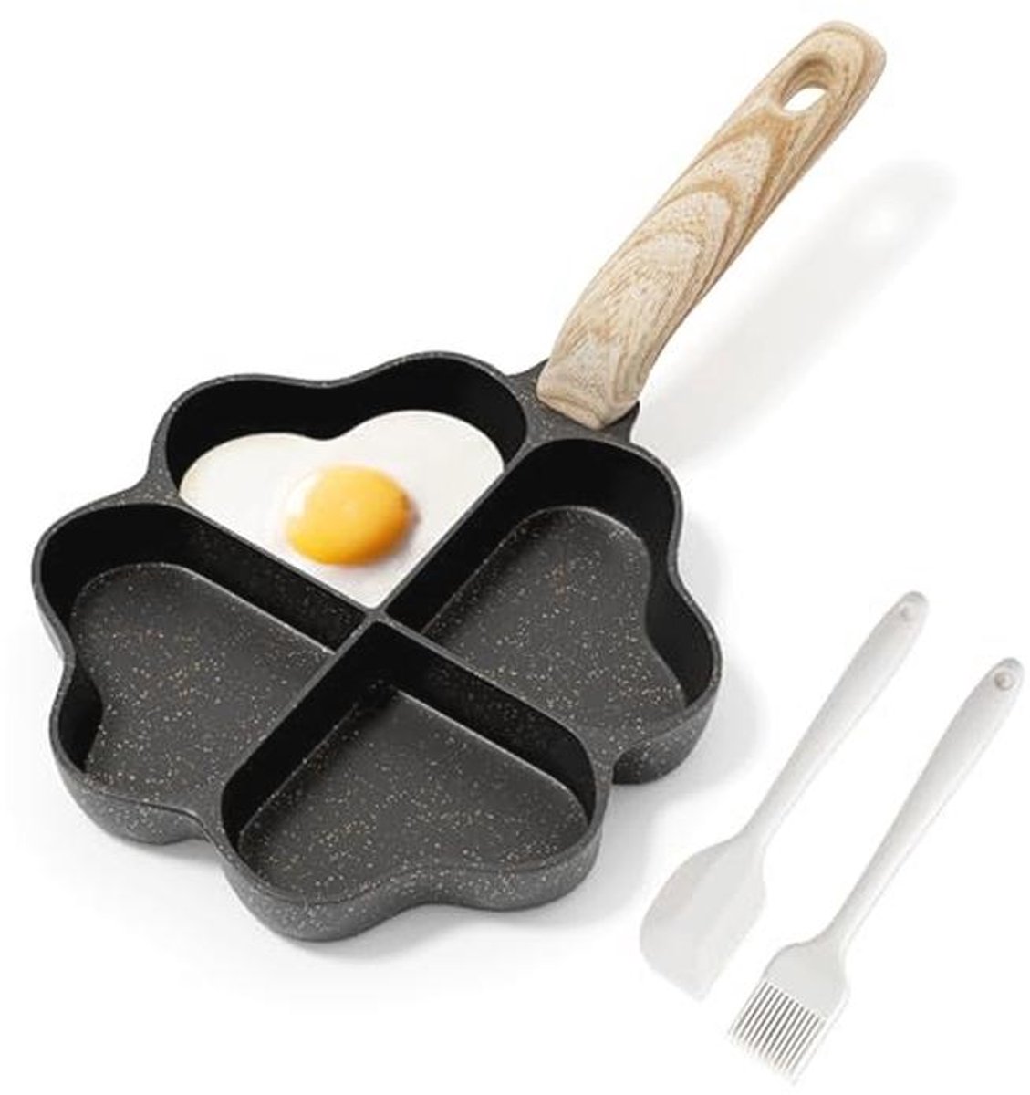 Hartvormige Inductie Omelet Pan met 4 Gaten - Gezonde Kookpan voor het Ontbijt