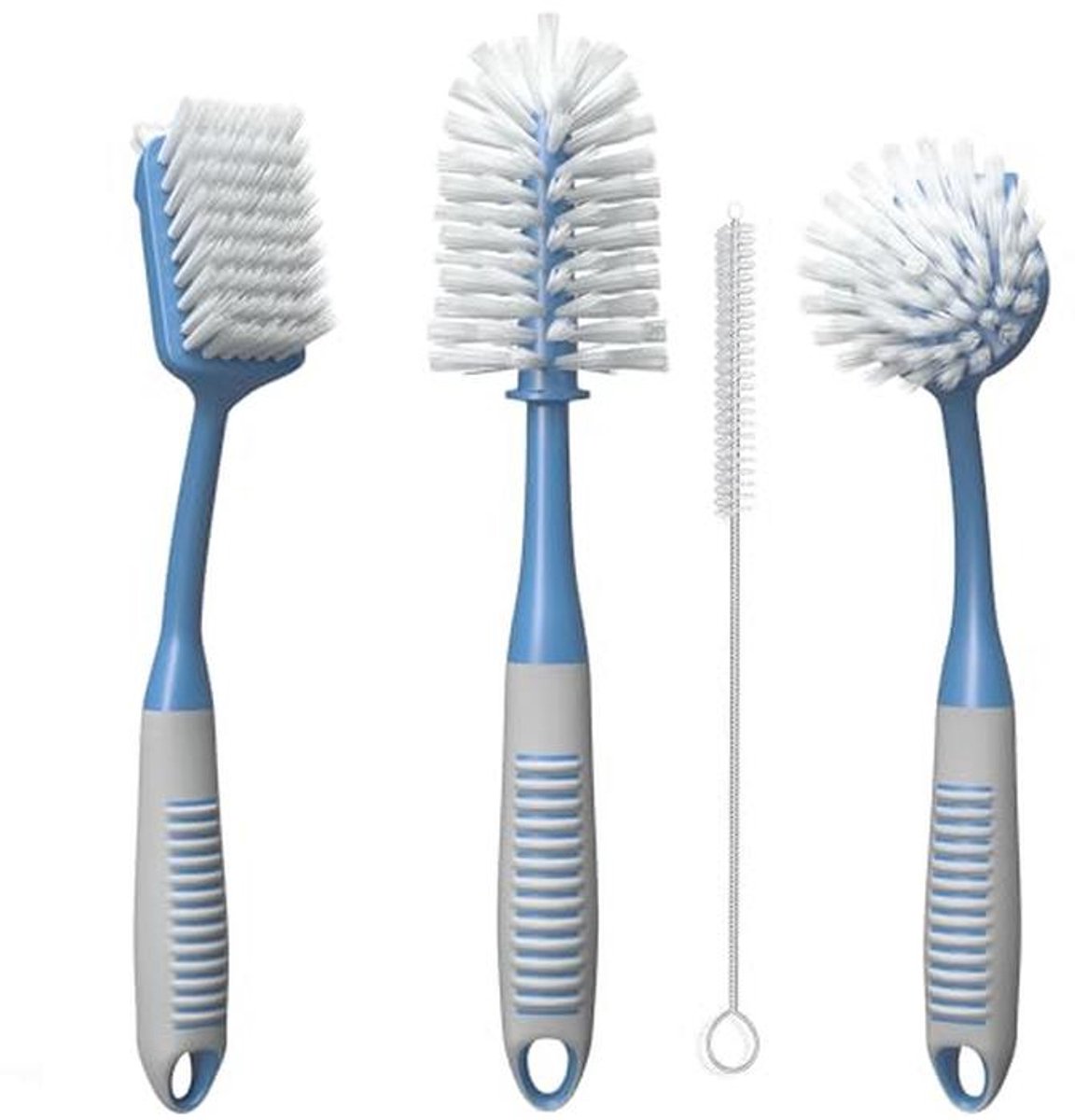 Set van 4 afwasborstels met ergonomische handgreep voor een schone afwas