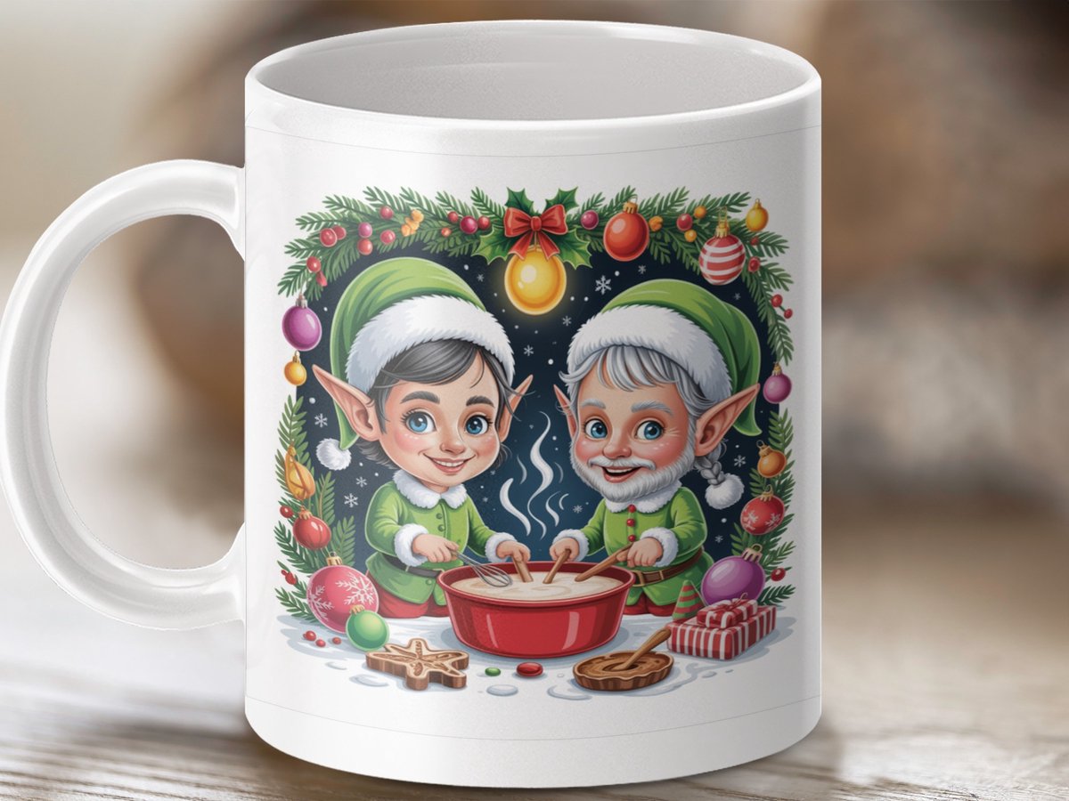 Mok Kerst Elfen Bakken Mok, Feestelijke Beker, Grappige Elfen, Kerstcadeau Idee, Kerstmis Mok, Kinder Mok, Themok, Koffiemok, Winter Mok