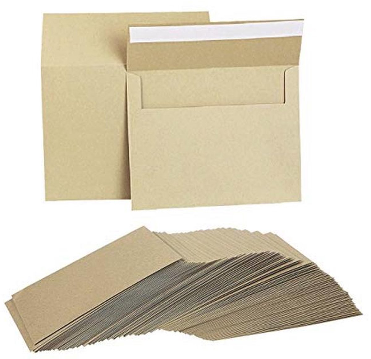 100 Stuks Zelfklevende Vintage Enveloppen van Kraftpapier A7 Formaat voor Uitnodigingen en Cadeaus