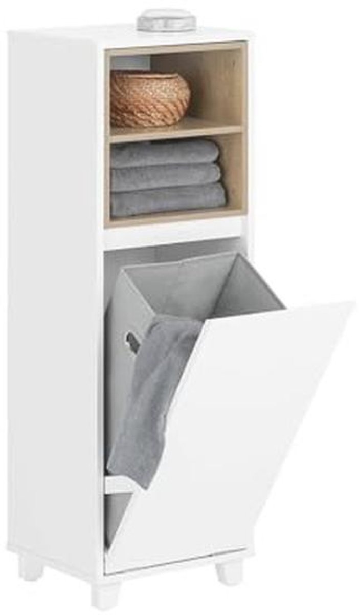 Witte Opbergmand voor Beddengoed - Vouwbare Wasmand met 2 Open Compartimenten