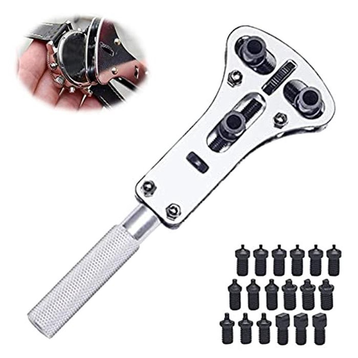 Verstelbare 3-punts Horloge-opener voor Eenvoudige Horloge Reparatie