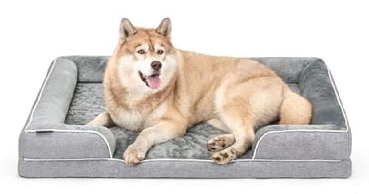 Orthopedisch hondenbed met verhoogde rand 122x89 cm - Stevig en zacht hondenkussen - Afneembare hoezen - Antislip - Geschikt voor kleine en grote honden en katten