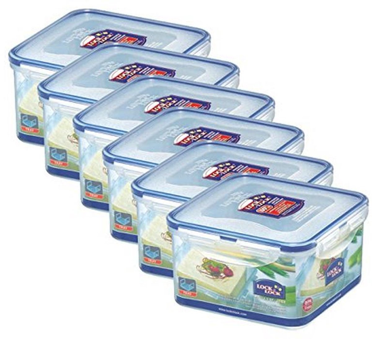 Set van 6 Luchtdichte en Waterdichte Bewaarboxen - 1.2 L Met Serveerinzet