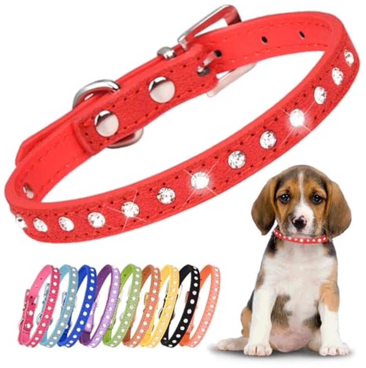 Kleurrijke Puppy hondhalsband met Kristal Diamanten Bling voor Honden en Katten S