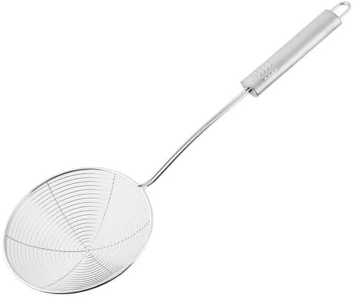 RVS Abseihlöffel 38 cm met Antislipgreep - Schuimspaan voor Koken en Frituren