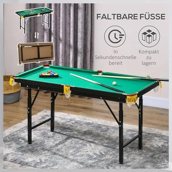 Inklapbare Biljarttafel 4,6 ft - Ruimtebesparende Tafel met Accessoires voor Jong en Oud — afbeelding 5