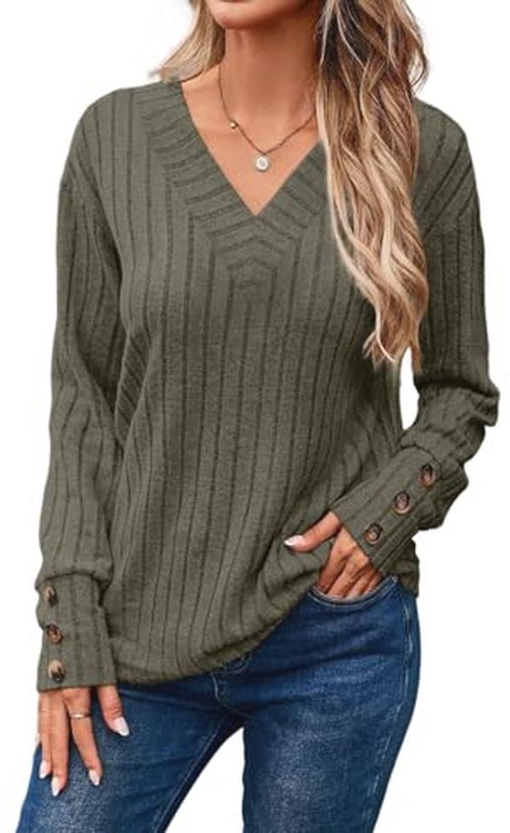 Gestreepte Damestrui met Ronde Hals - Casual en Warme Pullover voor Herfst en Winter, Maten S-XXL