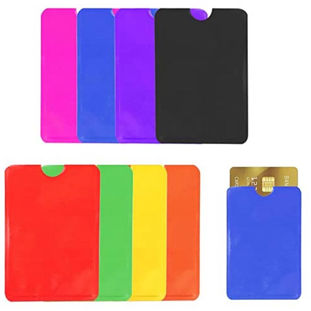 RFID-blokkerende kaarthouders voor ID-kaarten en creditcards – Set van 8 kleuren RFID-blokkerende kaarthouders voor ID-kaarten en creditcards – Set van 8 kleuren