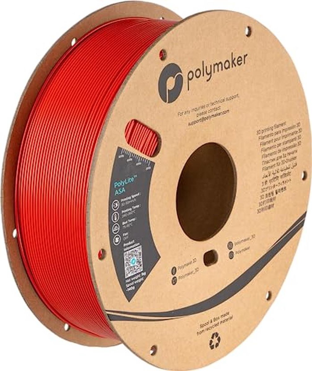PolyLite ASA filament 1,75 mm - 1 kg - Rood 3D-print materiaal