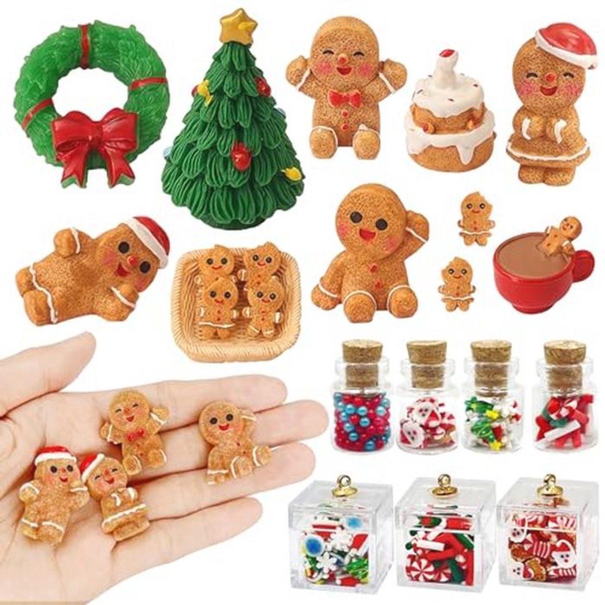 Kerst Miniatuur Accessoires Set - 22 Stuks Kabouterdecoraties voor Poppenhuizen 1:12