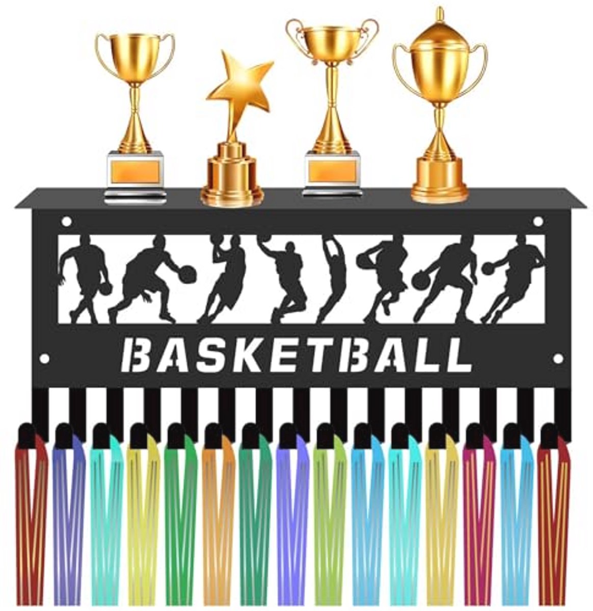 Basketbal Medaille Hanger voor Sport Medailles met Trofee Plank - Muurmontage voor meer dan 70 Medailles