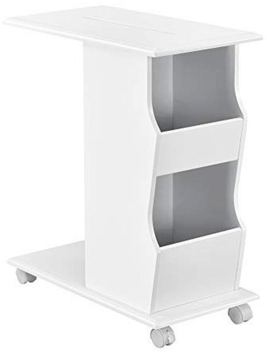Bijzettafel op wielen met remmen - 53x30x63 cm - Wit MDF