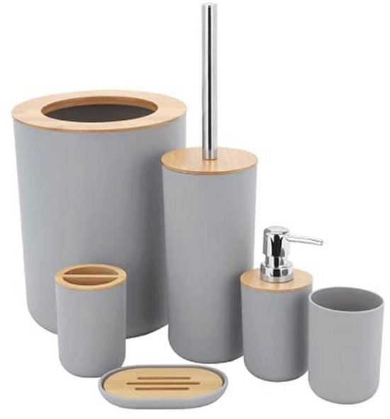 GMMH Badset, 6-delig, diverse badkameraccessoires, met zeepdispenser en wc- borstel (donkerblauw